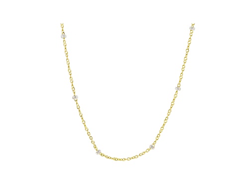 Photo of 10K Yellow Gold with 10K White Gold Accents Station Ball Singapore Necklace - Size 18