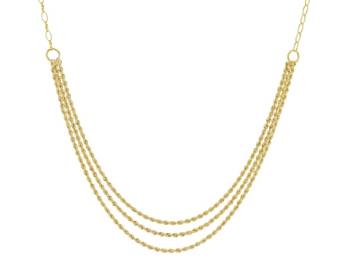 10K Yellow Gold Diamond-Cut Multi-Row Rope Necklace - Size 20