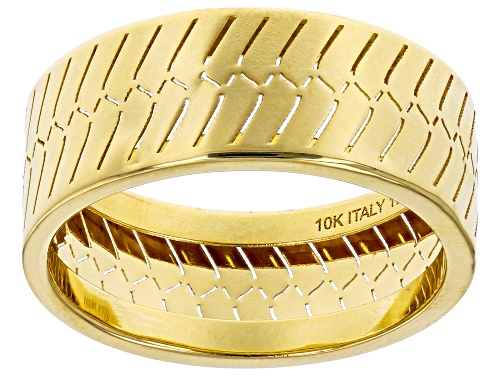Photo of 10K Yellow Gold Herringbone Band Ring - Size 8
