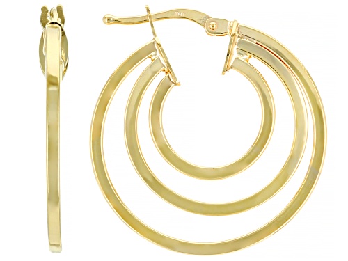 10K Yellow Gold Triple Tube Hoop Earrings