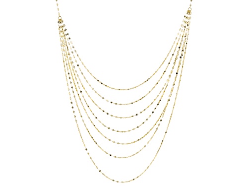 10K Yellow Gold Diamond Cut Multi-Layer Valentino Necklace - Size 18