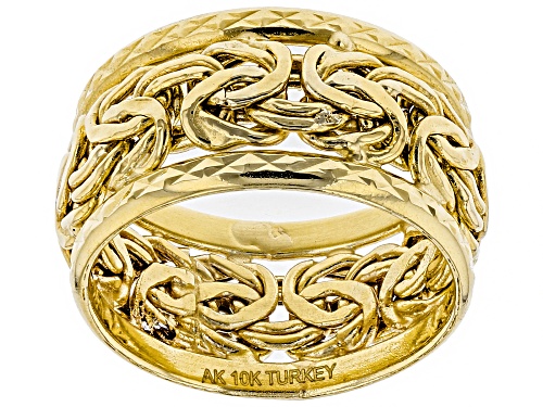 10k Yellow Gold Byzantine Link Band Ring - Size 7