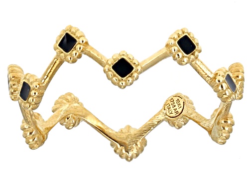Photo of 10K Yellow Gold  Black Enamel Crown Band Ring - Size 9