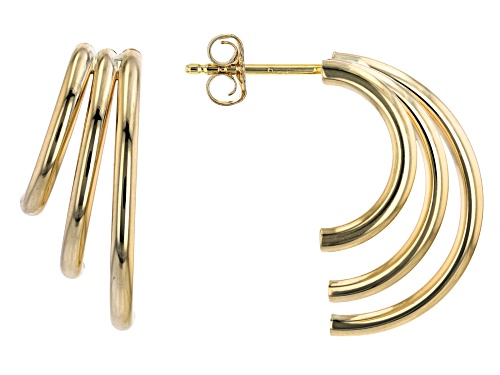 Photo of 10K Yellow Gold Three-Row Tube J Hoops Earrings