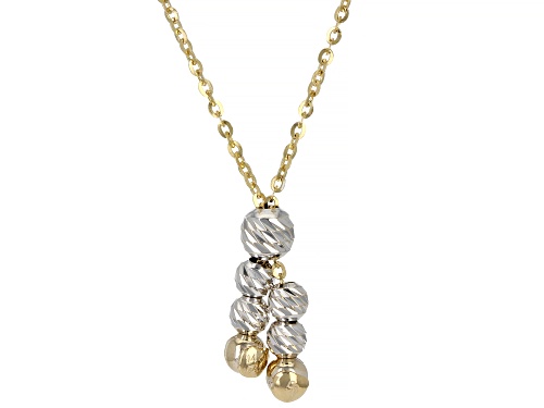 Photo of 14K Yellow Gold and 14K White Gold Station Diamond-Cut Bead Adjustable Necklace - Size 26