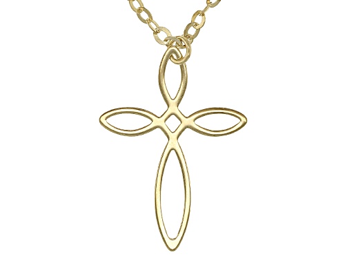 10k Yellow Gold Twisted Cross 18 Inch Plus 2 Inch Extender Necklace - Size 18