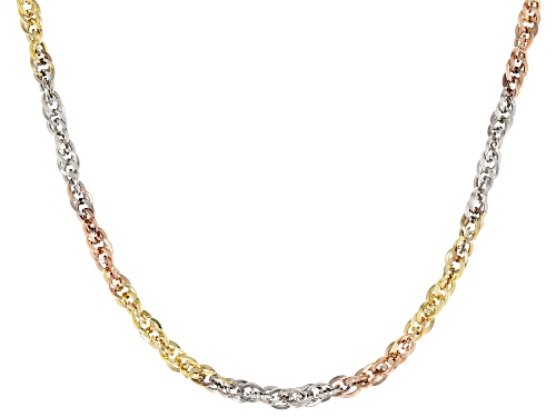 Photo of 10K Yellow Gold, 10K White Gold, and 10K Rose Gold Over 10K Yellow Gold Double Cable Chain - Size 18