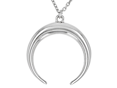 Photo of 14K White Gold Diamond-Cut Crescent Horn Necklace - Size 18