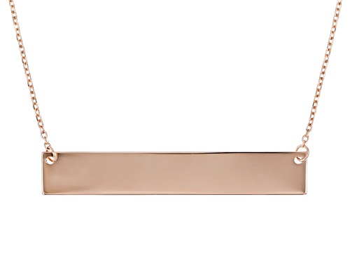 Photo of 10K Rose Gold Diamond-Cut Engravable Bar Necklace - Size 18