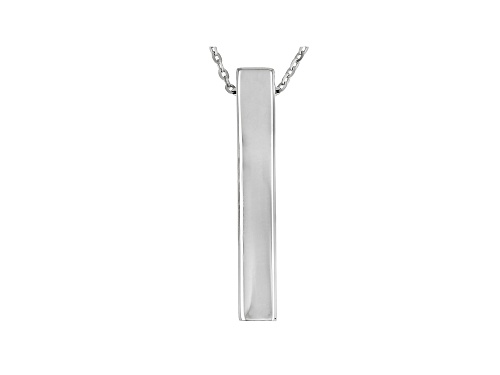 Photo of 10K White Gold Vertical Engravable Bar Necklace - Size 17