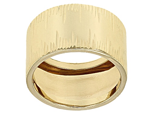 10k Yellow Gold Diamond Cut Cigar Band Ring - Size 7