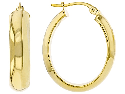 14K Yellow Gold 5.7x14MM D-Shape Oval Tube Hoop Earrings