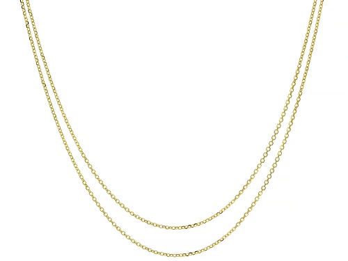 10K Yellow Gold Set of 2 Diamond-Cut Cable 18 and 20-Inch Chain | JTV ...