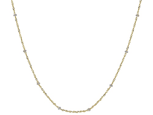 10K Yellow Gold and Rhodium Over 10K Yellow Gold Bead Station Rolo 24 Inch Necklace - Size 24