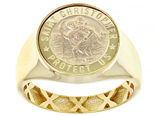 10K Yellow Gold Saint Christopher Signet Ring - Size 8