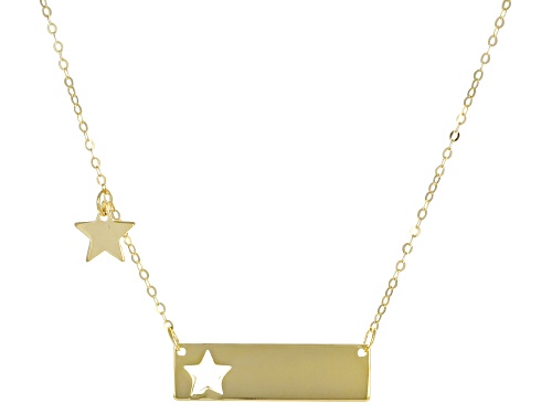 10k Yellow Gold Cut-Out Star Bar 18 Inch Necklace - Size 18
