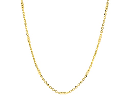 Photo of 10K Yellow Gold Diamond Cut Cable Station Necklace - Size 18