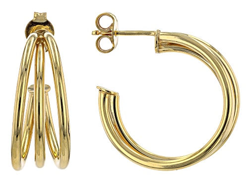 10k Yellow Gold Three-Row 1.8x20mm Tube Hoop Earrings