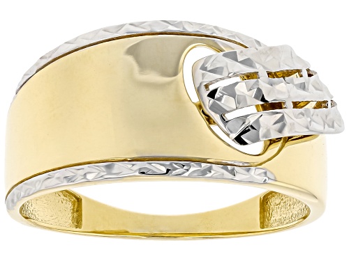 Photo of 10k Yellow Gold & Rhodium Over 10k Yellow Gold Diamond-Cut Ring - Size 7