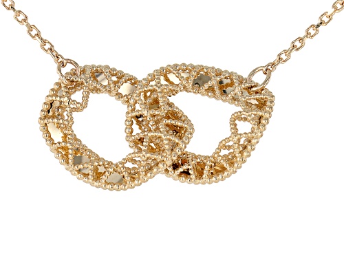 Photo of 14k Yellow Gold Double Curb Center Station Necklace With Diamond-Cut Rolo Link Chain Necklace