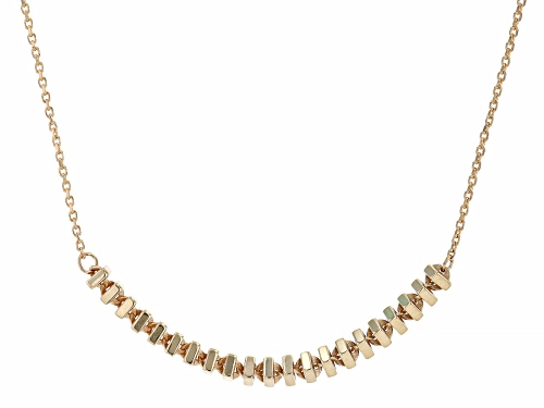Photo of 14k Yellow Gold Square Bead Center Station Necklace With Diamond-Cut Rolo Link Chain
