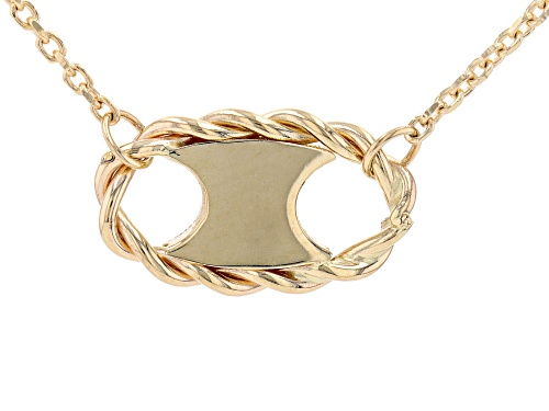Photo of 14k Yellow Gold Mariner Link Station Necklace With Diamond-Cut Rolo Link Chain