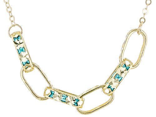 Photo of 10k Yellow Gold Light Blue Enamel Paperclip Necklace - Size 21