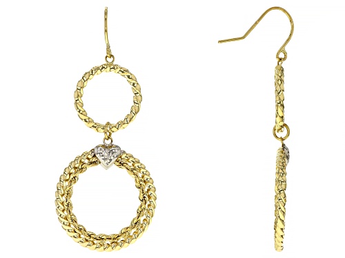 Photo of 14k Yellow Gold & Rhodium Over 14k Yellow Gold Rope Link Circle Drop Earrings