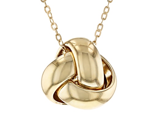 Photo of 10K Yellow Gold Polished Interlock Twist Knot Pendant with 17" Cable Chain