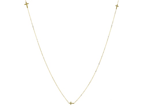10k Yellow Gold Cross Station 32" Necklace - Size 32
