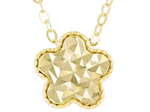 10K Yellow Gold Diamond-Cut Flower 18 Inch Necklace - Size 18