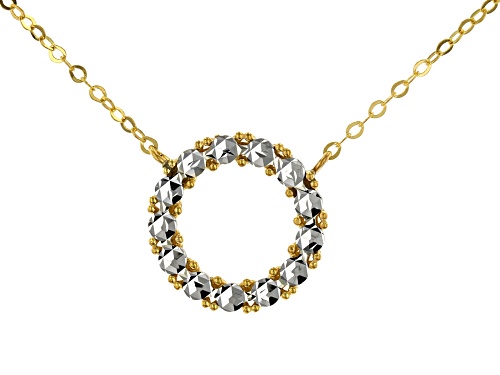Photo of 10K Yellow Gold and Rhodium Over 10K Yellow Gold Diamond Cut Circle 18 Inch Necklace - Size 18