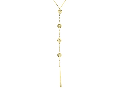 10K Yellow Gold Diamond-Cut Bead 16-Inch Lariat Necklace - Size 16