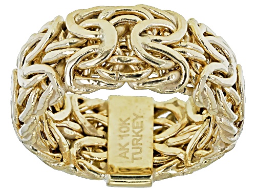 10K Yellow Gold Mirrored Byzantine Ring - Size 6