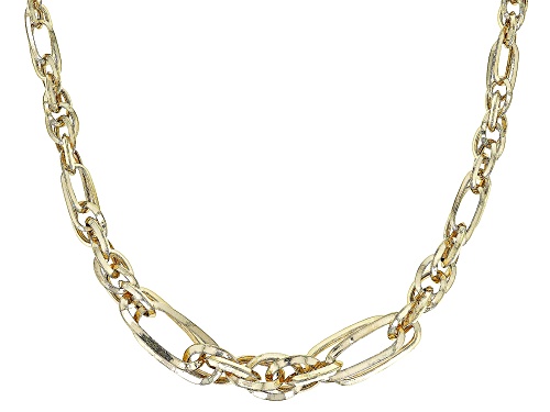 10K Yellow Gold Graduated Mixed Link 18 Inch Necklace - Size 18