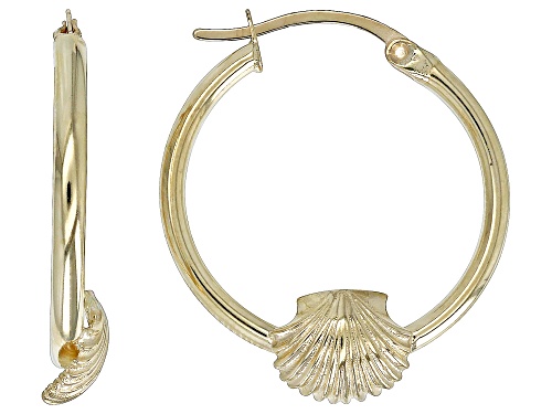 10K Yellow Gold Sea Life Hoop Earrings