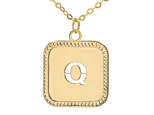 10k Yellow Gold Cut-Out Initial Q 18 Inch Necklace - Size 18