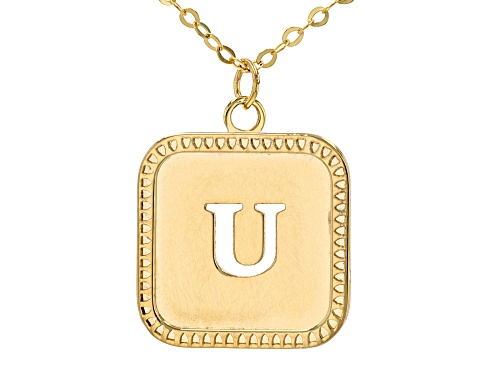 Photo of 10k Yellow Gold Cut-Out Initial U 18 Inch Necklace - Size 18