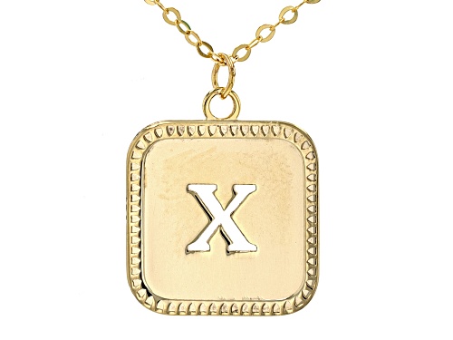 10k Yellow Gold Cut-Out Initial X 18 Inch Necklace - Size 18