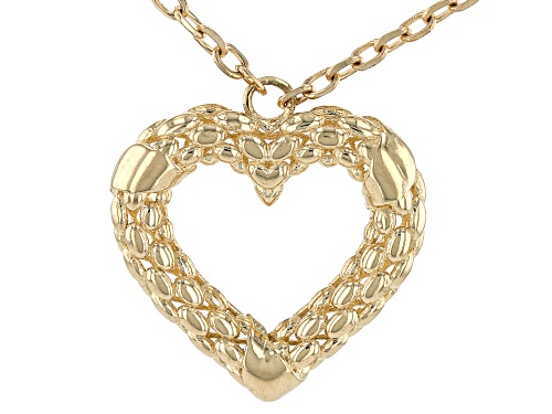 Photo of Splendido Oro™ 14k Yellow Gold Textured Mesh Heart 20 Inch Necklace - Size 20