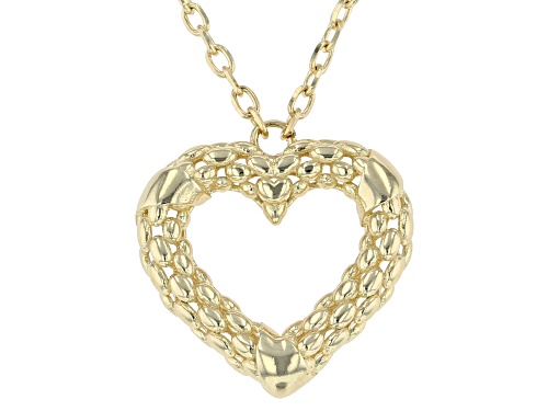 Splendido Oro™ 14k Yellow Gold Textured Mesh Heart 18 Inch Necklace - Size 18