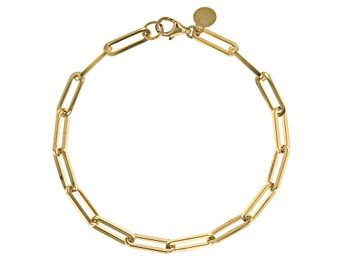 Oro Divino 14k Yellow Gold With a Sterling Silver Core 4.8mm Paperclip Link Bracelet - Size 8