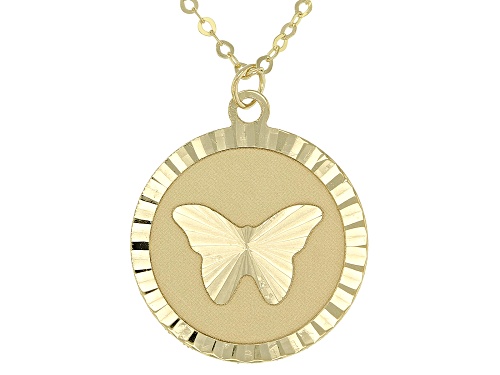 Photo of 10k Yellow Gold Diamond-Cut Butterfly Disc 18 Inch Necklace - Size 18