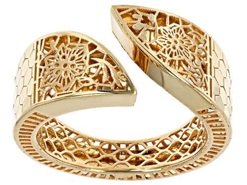 Splendido Oro™ 14k Yellow Gold Floral Design Bypass Ring - Size 6