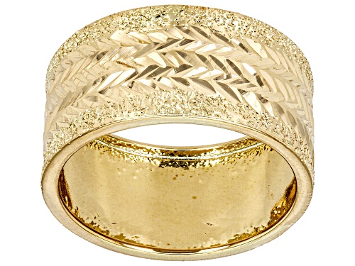 10k Yellow Gold 10mm Diamond-Cut Textured Band Ring - Size 5