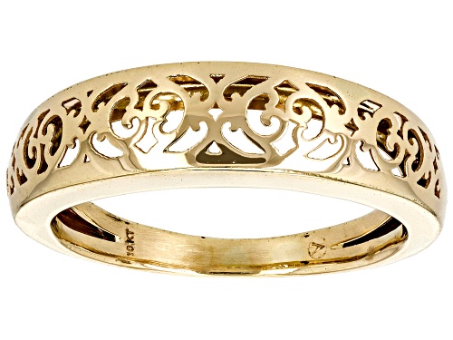 10k Yellow Gold Filigree Band Ring - Size 7