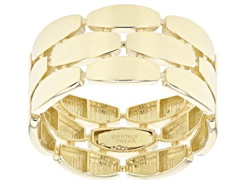 10k Yellow Gold Cobblestone Design Band Ring - Size 8