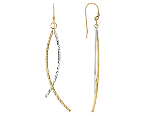 14k Yellow Gold & Rhodium Over 14k Yellow Gold Diamond-Cut Dangle Earrings