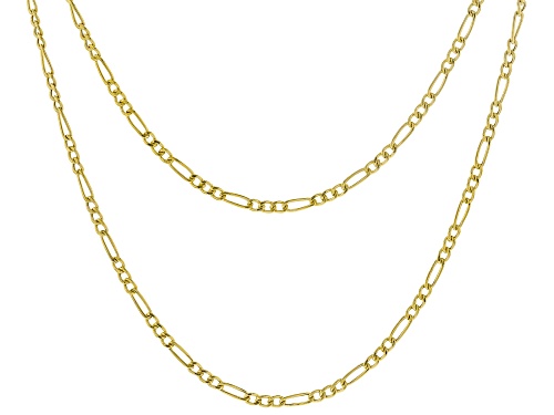 10k Yellow Gold 1.9mm Figaro 18 & 20" Chain Set of 2