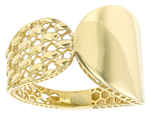 10k Yellow Gold Polished & Diamond-Cut Ring - Size 6